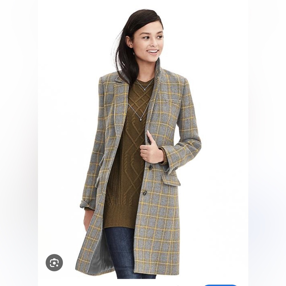 Banana Republic Gray and Yellow Plaid Blazer
